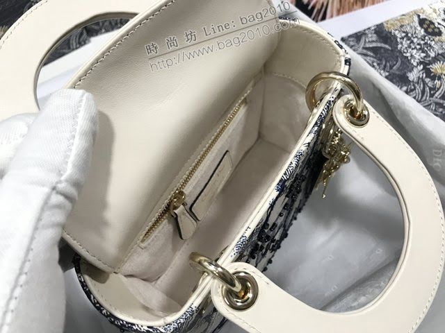 Dior女包 迪奧Lady Dior三格刺繡動物藍手袋 Dior手提肩背斜挎包  dfk1800